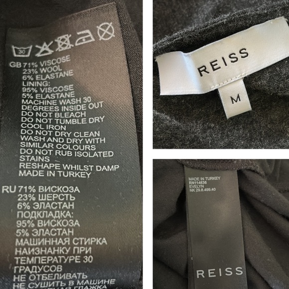 Reiss Evelyn Charcoal Gray Jersey Knit Drape Midi Dress - M - Picture 14 of 15